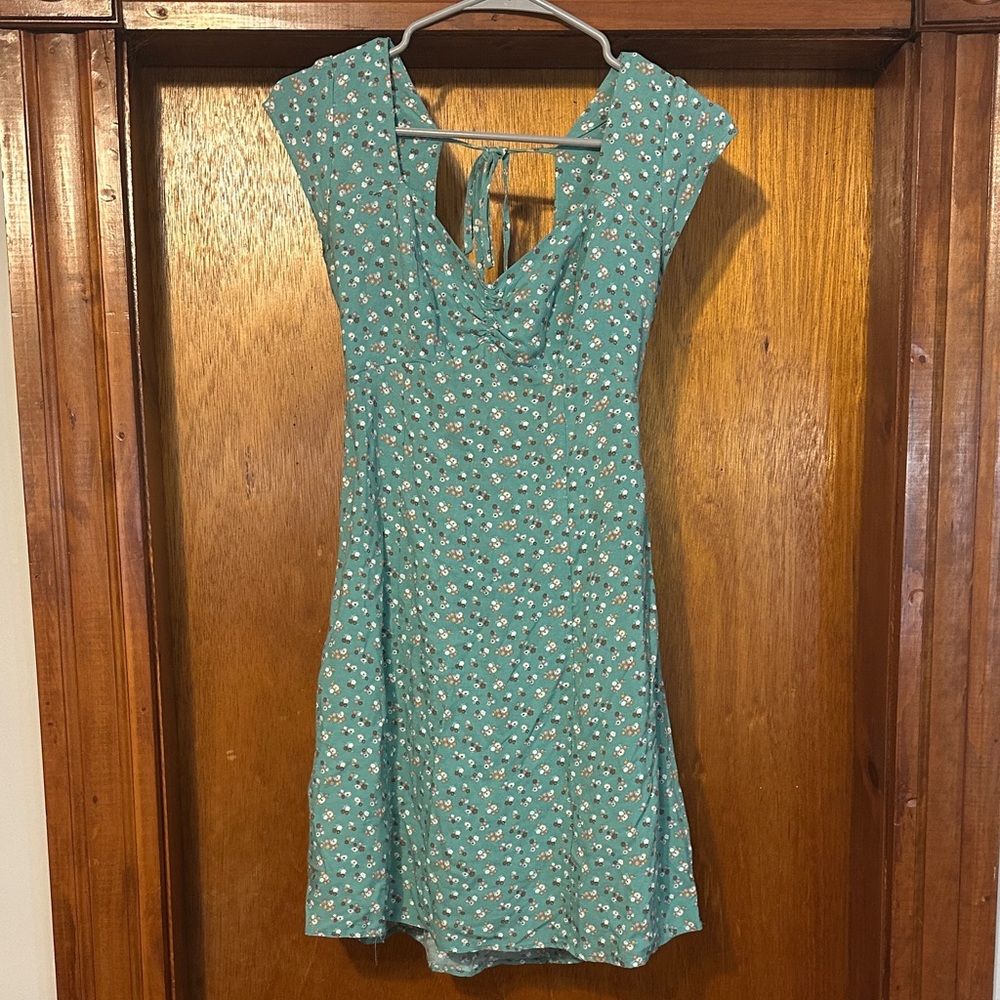 Aeropostale Teal Floral Backless Dress